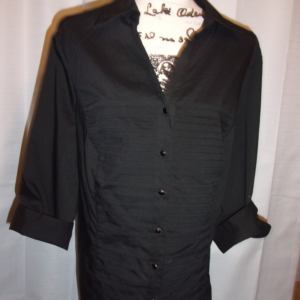 2/10$ Nwt Cato Sz 18/20W Black 3/4 Sleeve Blouse